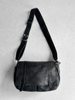 YOHJI YAMAMOTO Y'SACCS - late 1990s-2000s NYLON MESSENGER BAG WITH LEATHER FRONT PANEL