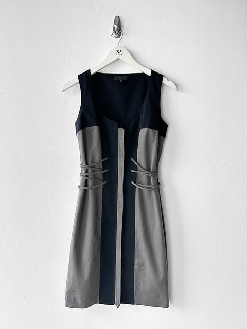 JOHN RICHMOND - 2000s PANELLED DRESS WITH LACING DETAILS AT WAIST