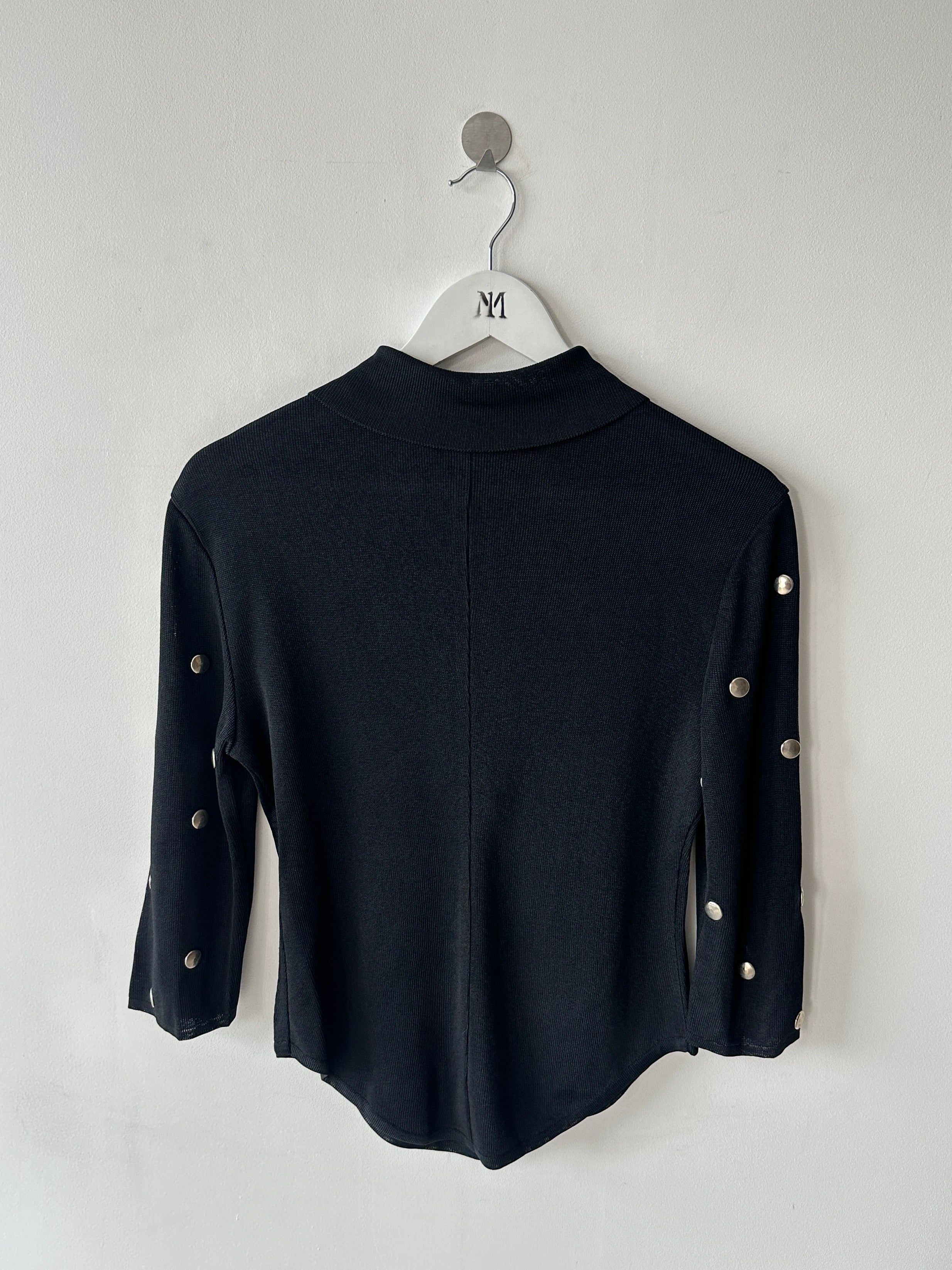 GAETANO NAVARRA - late 1990s KNITTED POLO WITH STUD DETAILS