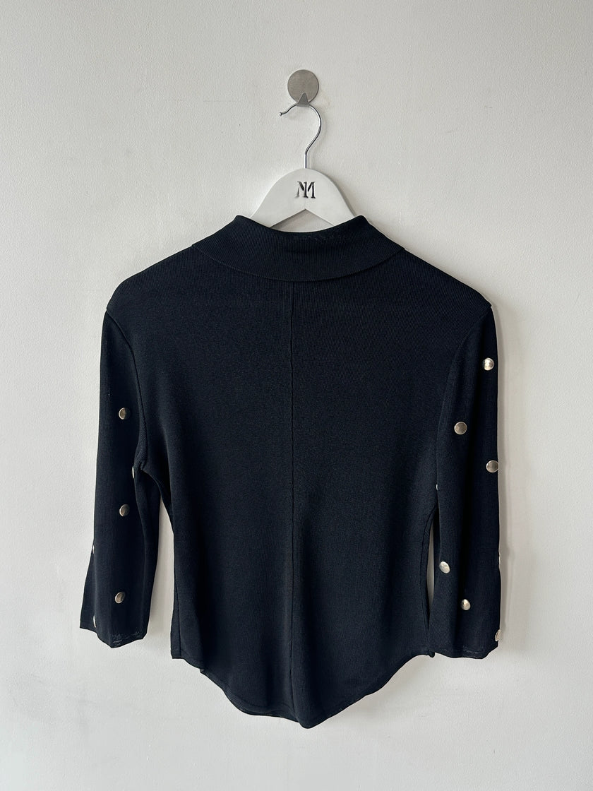 GAETANO NAVARRA - late 1990s KNITTED POLO WITH STUD DETAILS