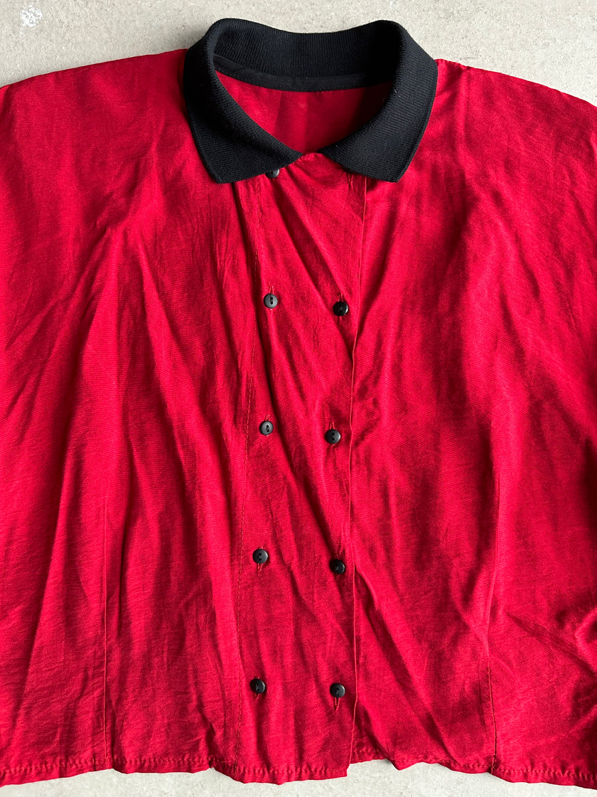 1970s CROP FIT DOUBLE BREASTED POLO BLOUSE