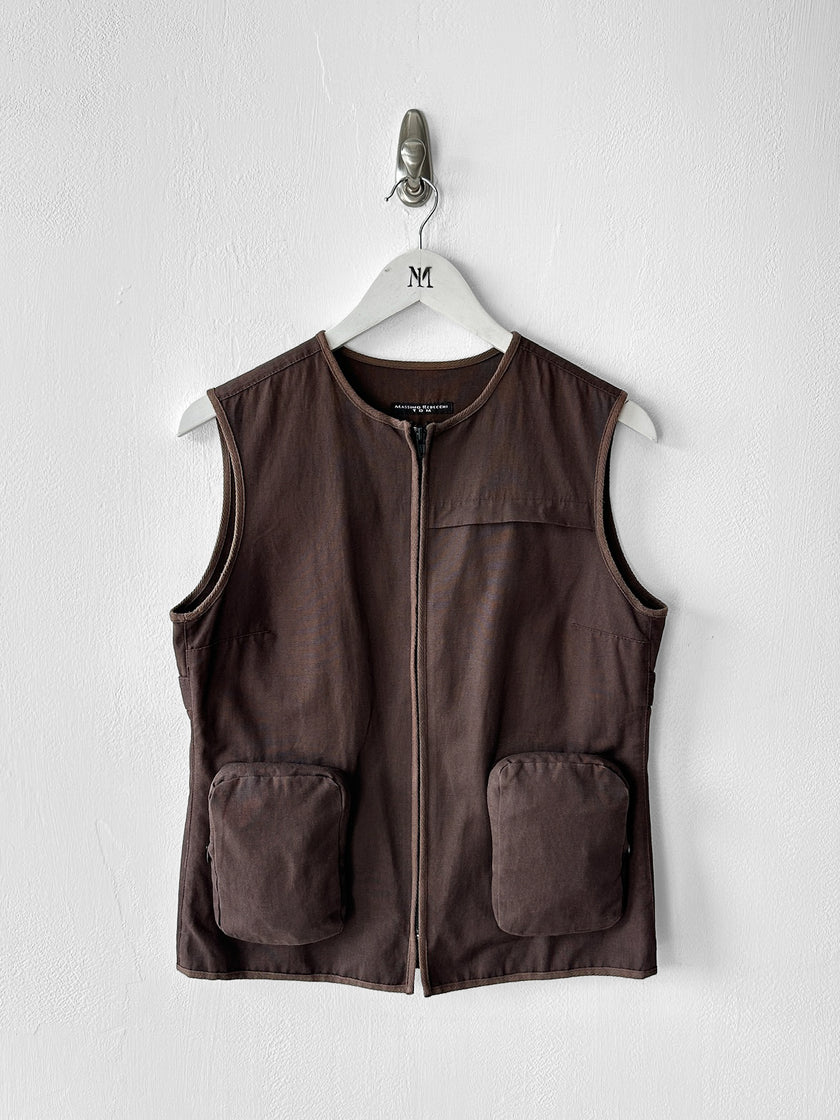 ITALIAN LABEL - late 1990s ZIPPED VEST GILET WITH ZIP OFF BACK POCKET PANEL