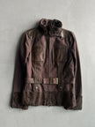 ICEBERG - early 2000s BELTED JACKET WITH FUR COLLAR AND CUFFS