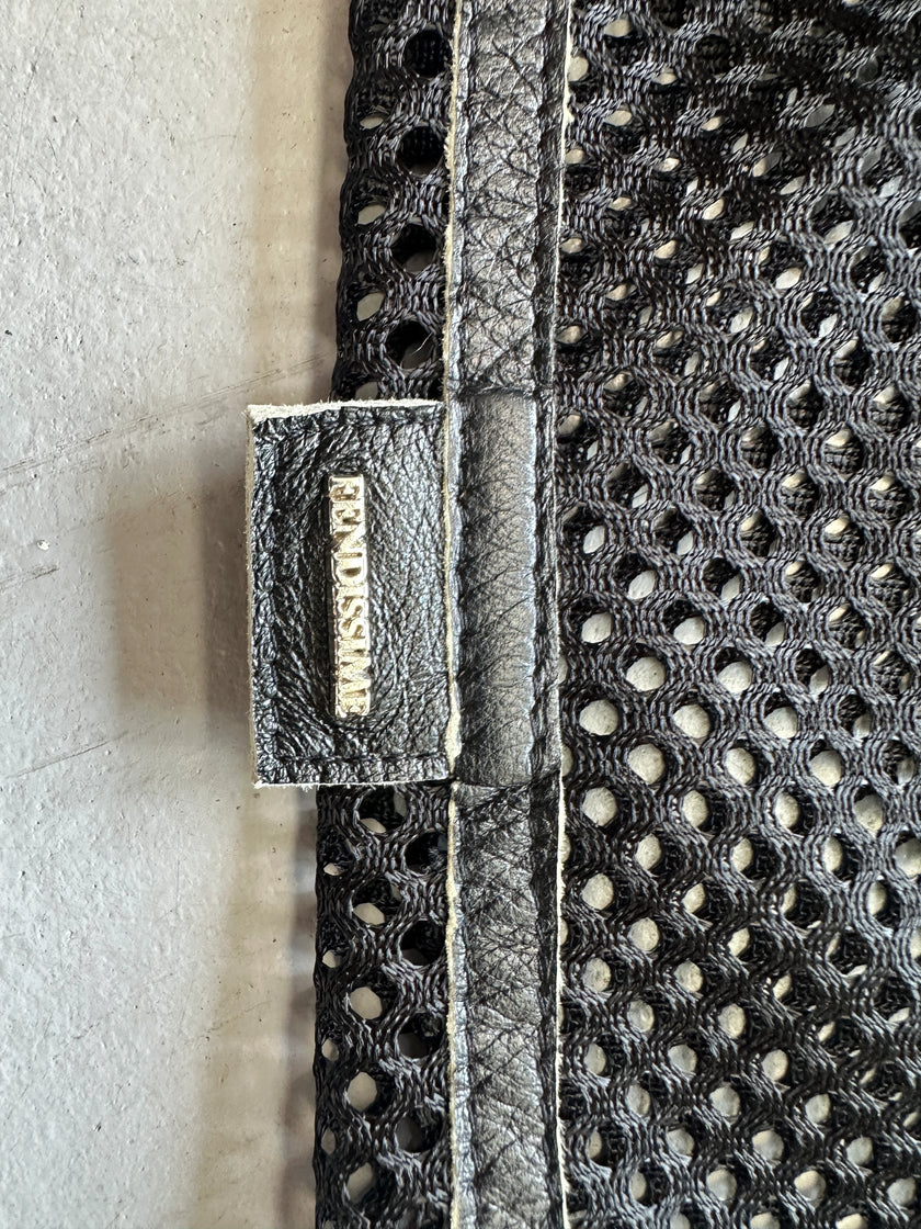 FENDISSIME - 1990s LEATHER AND MESH ZIPPED JACKET