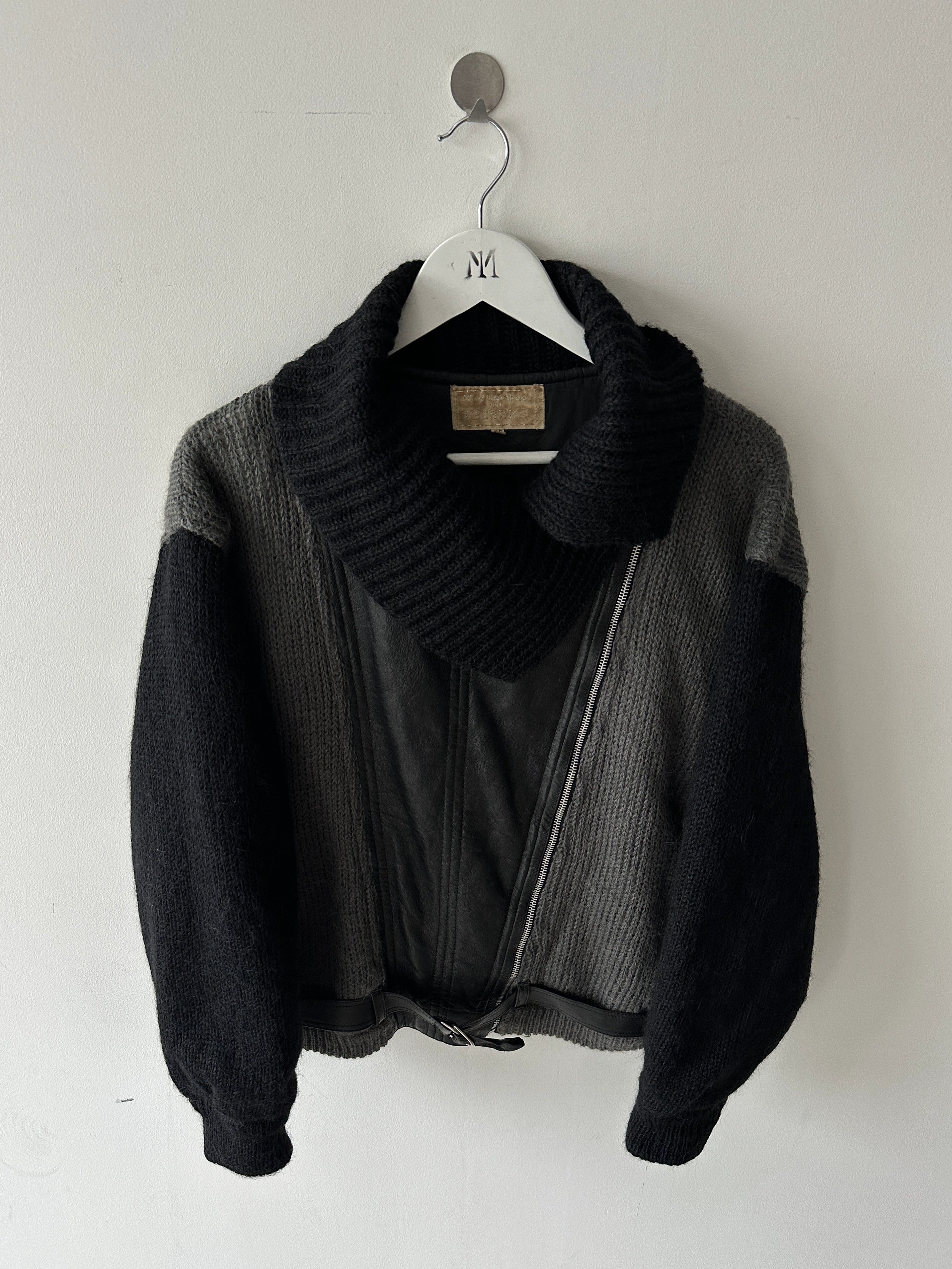 ICEBERG BY J.C. DE CASTELBAJAC - 1980s KNITTED JACKET WITH LEATHER PANEL