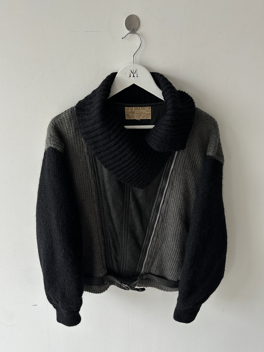 ICEBERG BY J.C. DE CASTELBAJAC - 1980s KNITTED JACKET WITH LEATHER PANEL