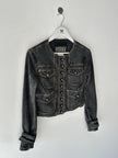 GIANFRANCO FERRÉ - early 2000s CROP FIT DENIM JACKET WITH EXPOSED ZIP DETAILS