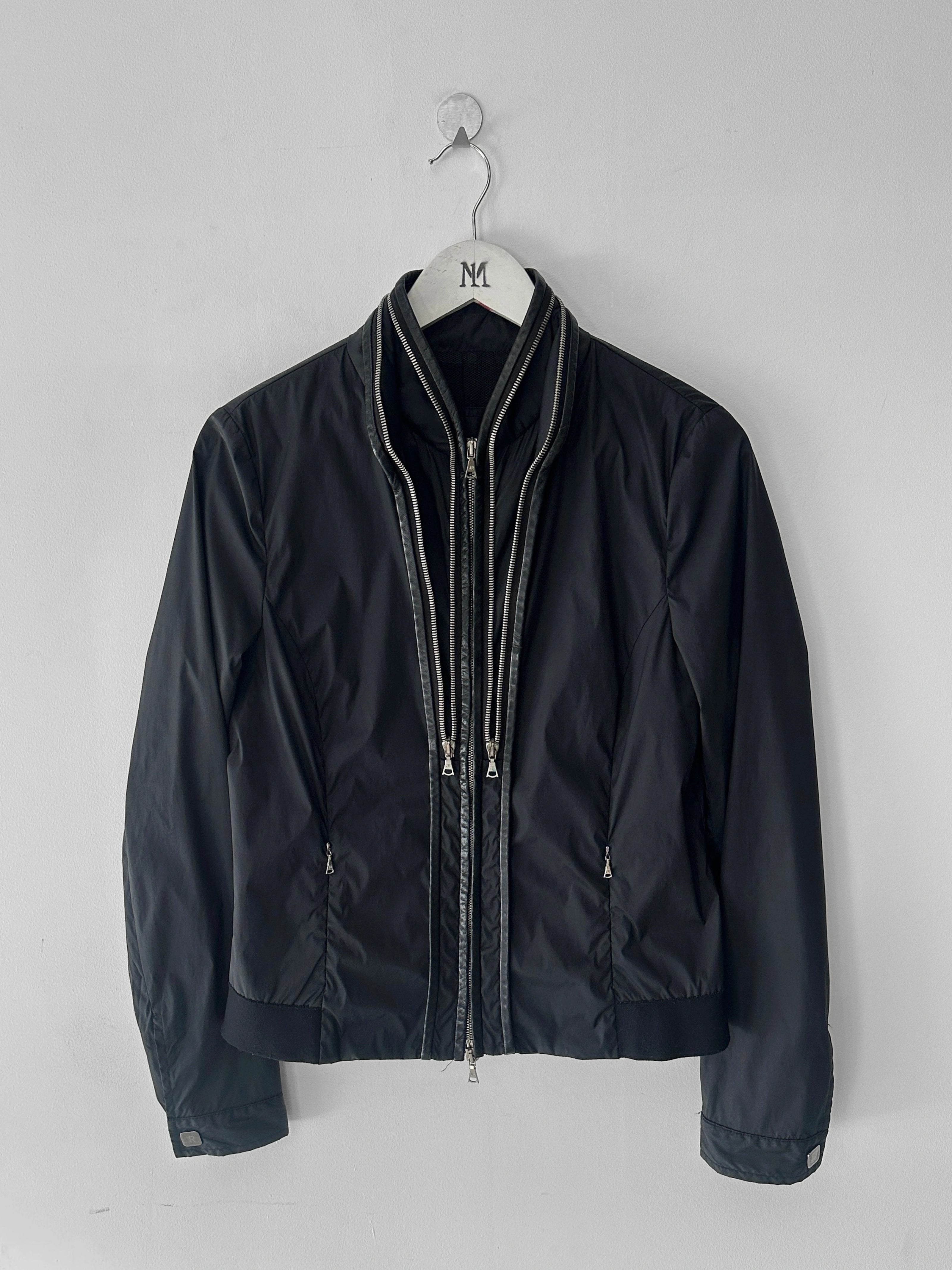 JOHN RICHMOND - early 2000s NYLON JACKET WITH TRIPLE ZIP AT COLLAR