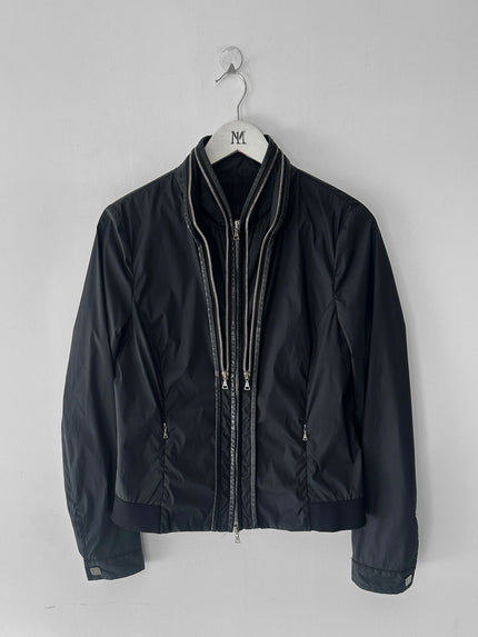 JOHN RICHMOND - early 2000s NYLON JACKET WITH TRIPLE ZIP AT COLLAR