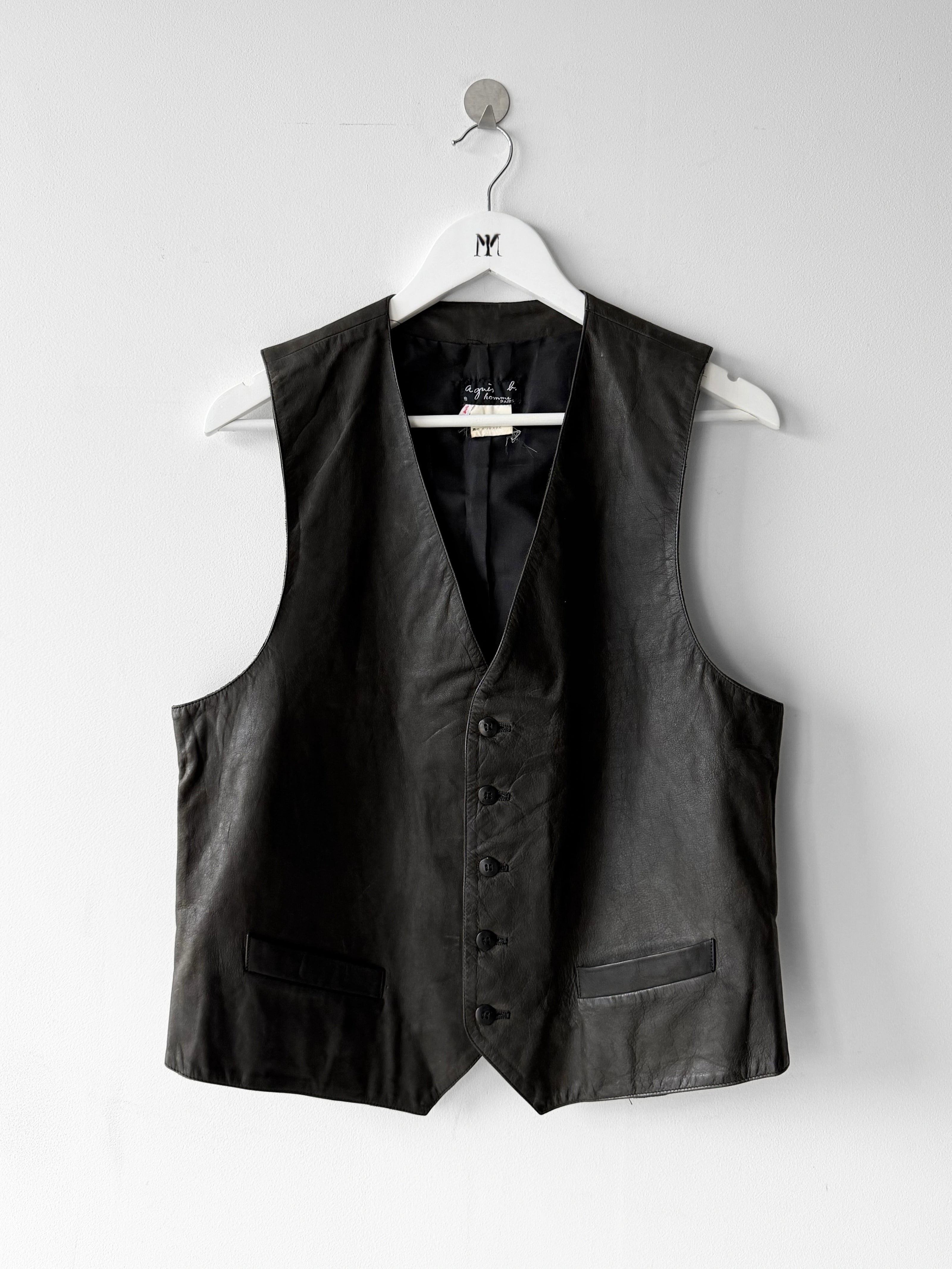 AGNÈS B. - 1990s LEATHER VEST GILET