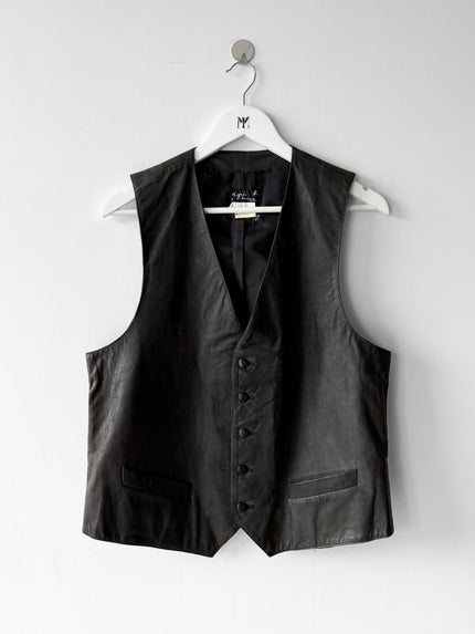 AGNÈS B. - 1990s LEATHER VEST GILET
