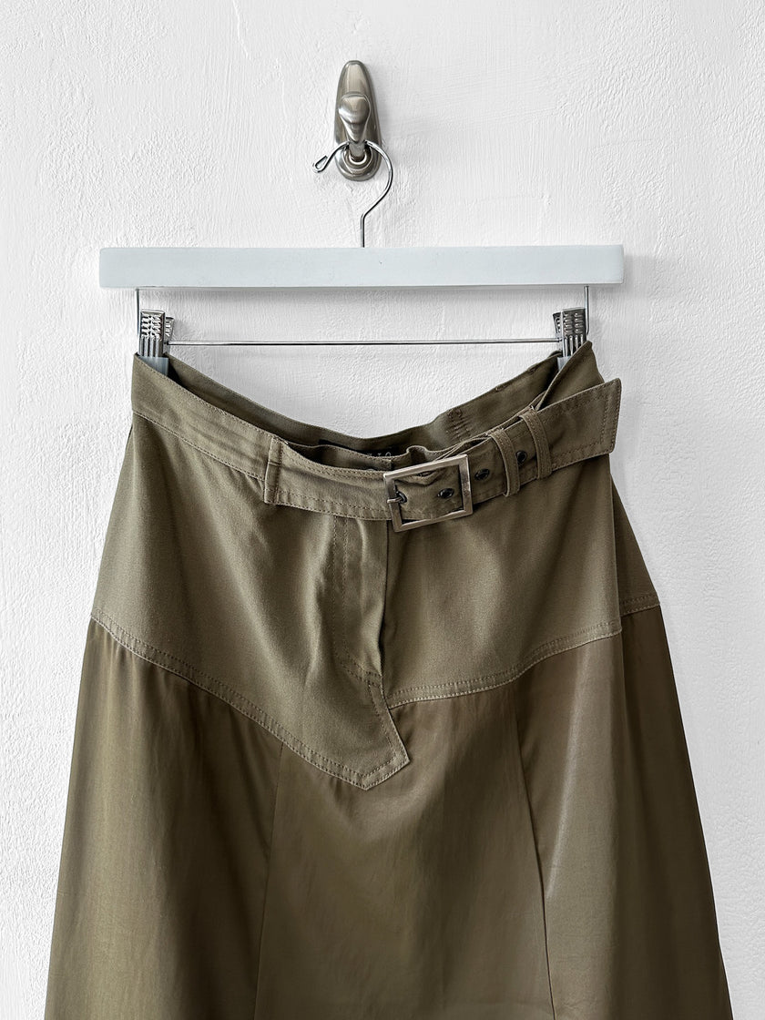 ITALIAN LABEL - 1990s MAXI SKIRT WITH PATCH POCKETS AT THE HEM