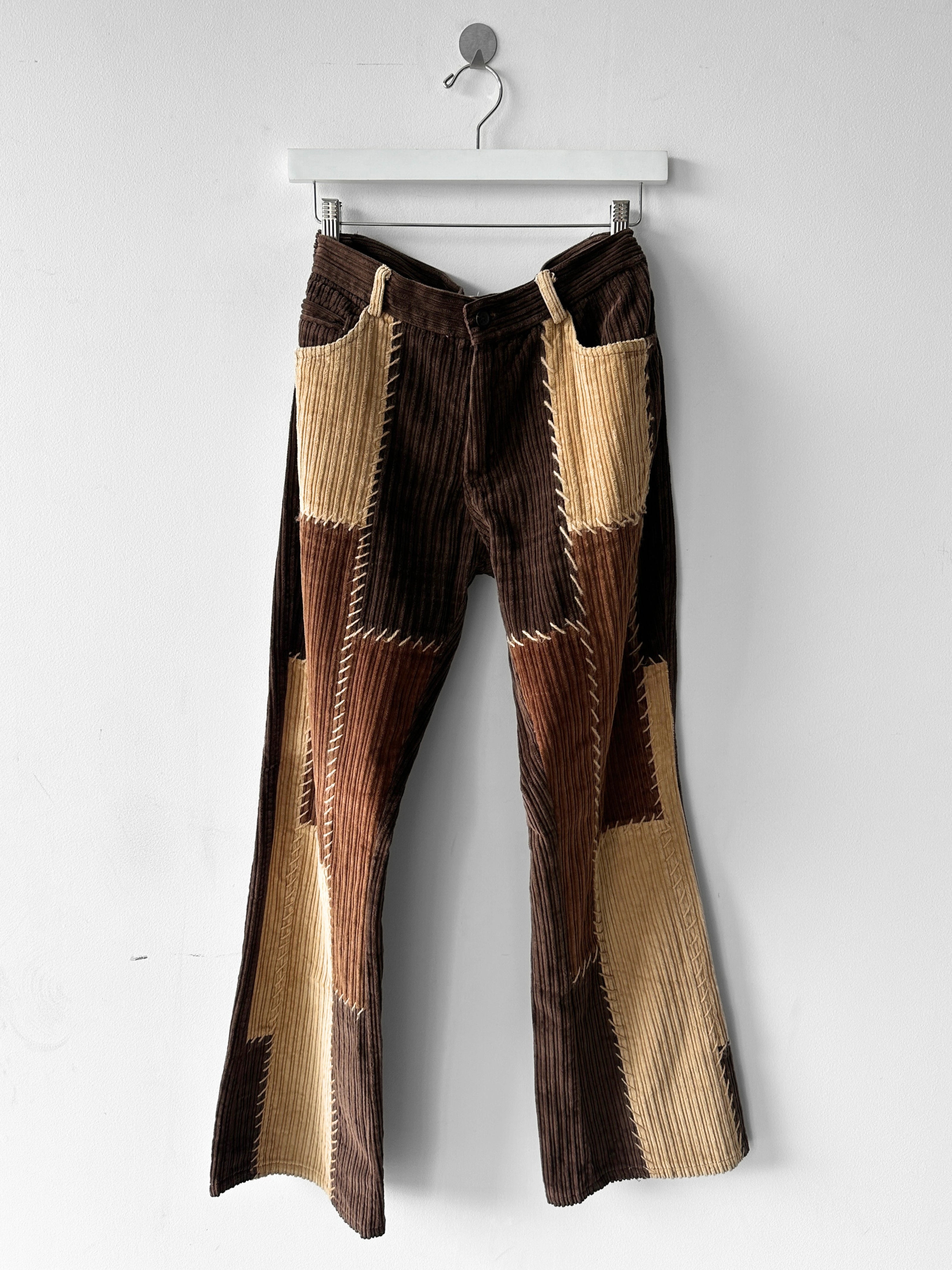1990s PATCHWORK CONSTRUCTION CORDUROY STRAIGHT LEG TROUSERS