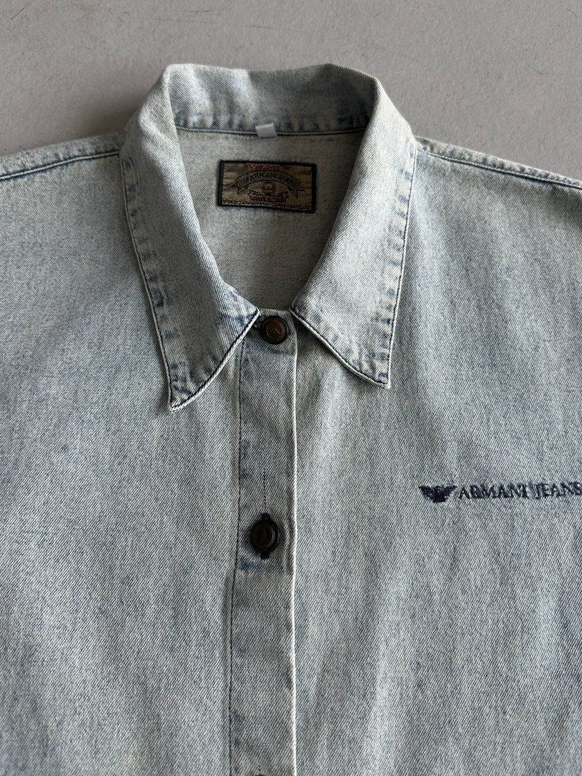 ARMANI JEANS - 1980s HALF SLEEVE DENIM SHIRT