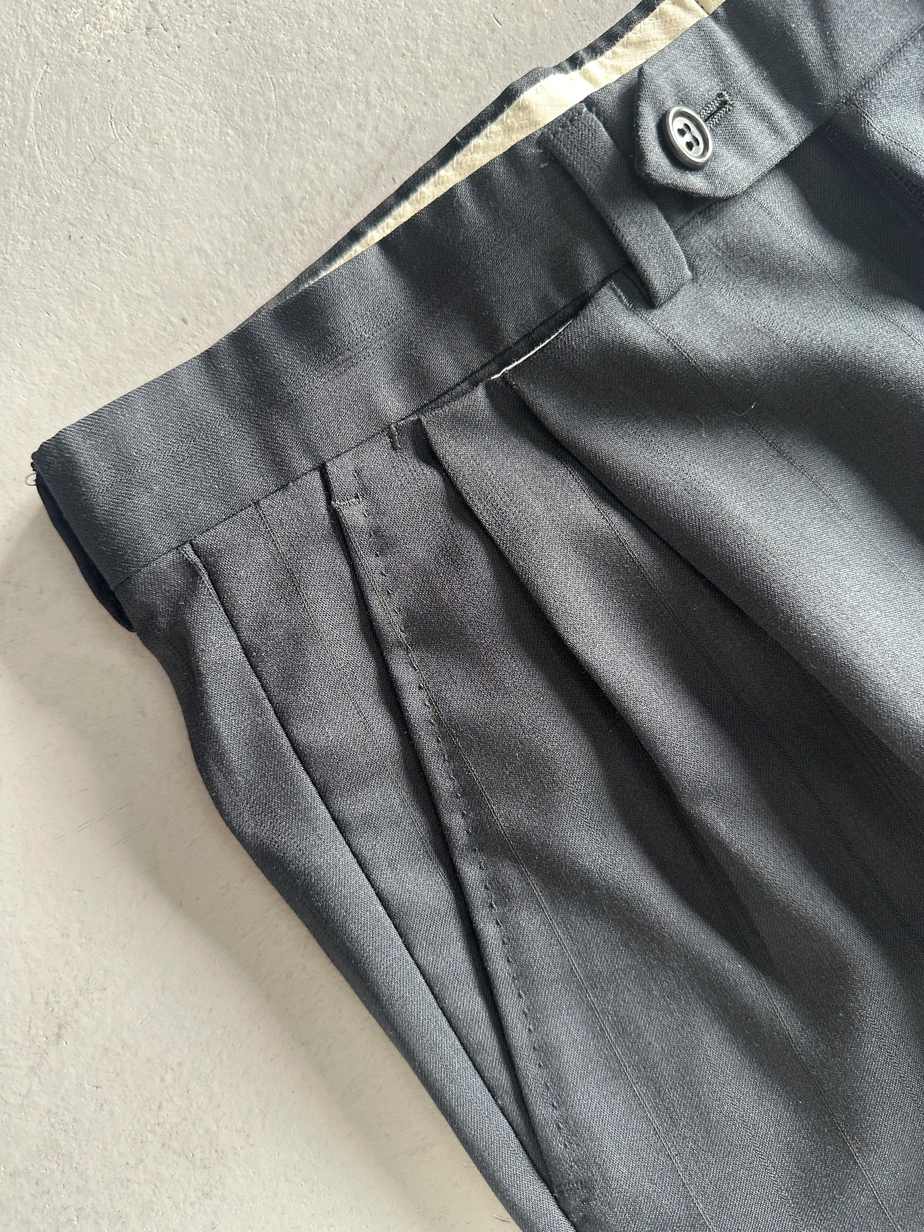 1990s PINSTRIPED FRONT PLEATS TAILORED TROUSERS