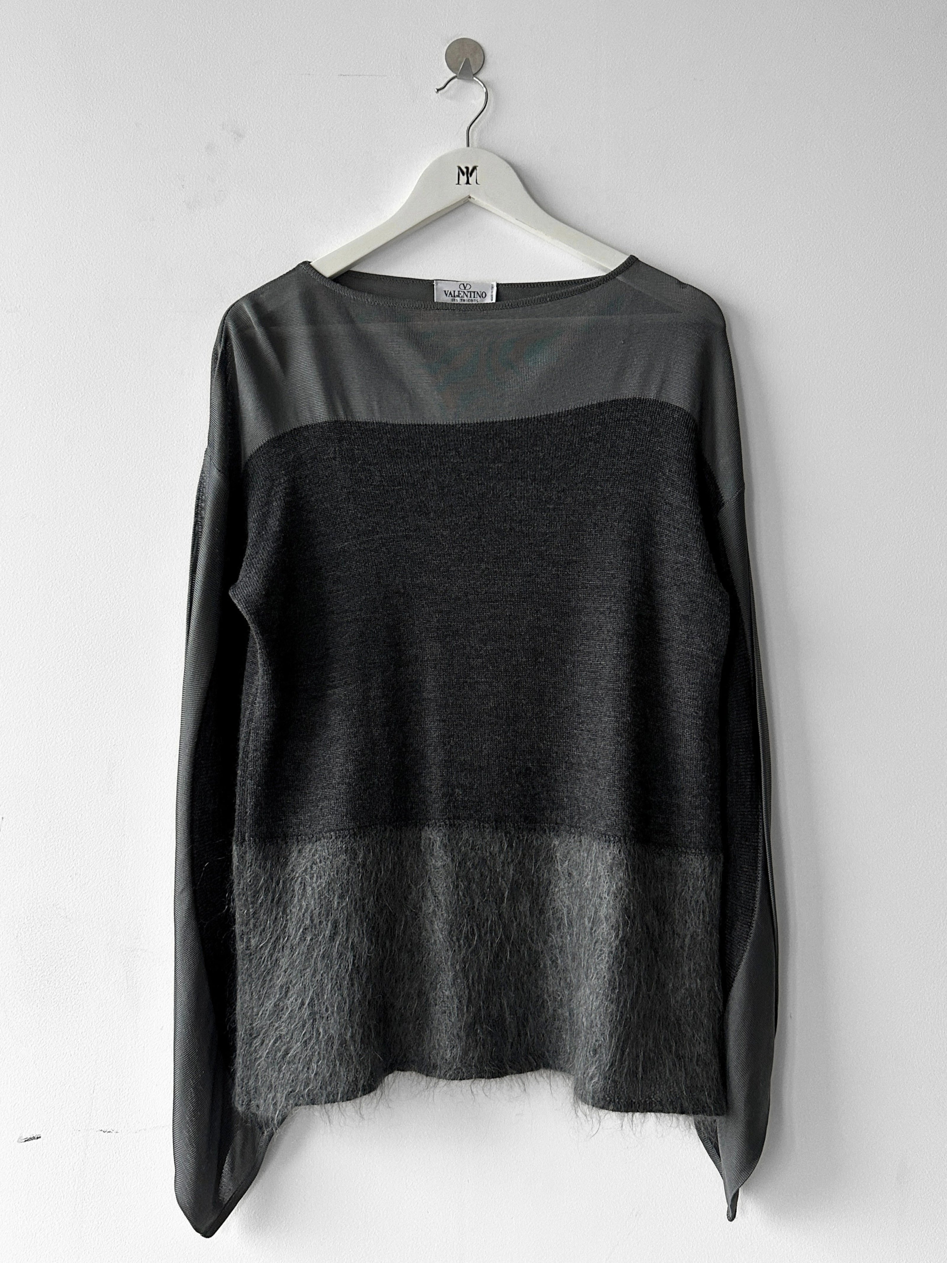 VALENTINO - 1990s PANELED TOP WITH CURVED SLEEVE