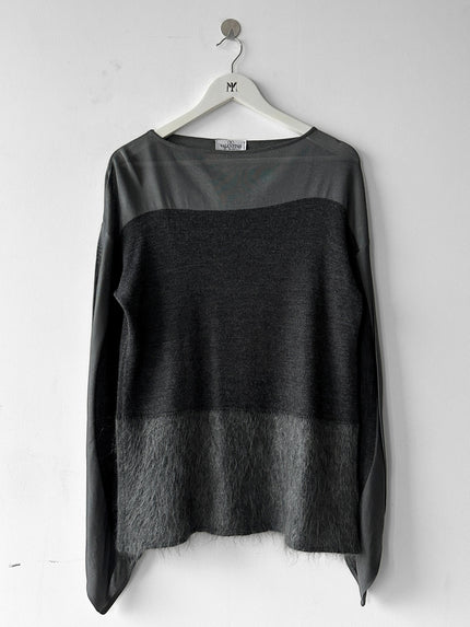 VALENTINO - 1990s PANELED TOP WITH CURVED SLEEVE