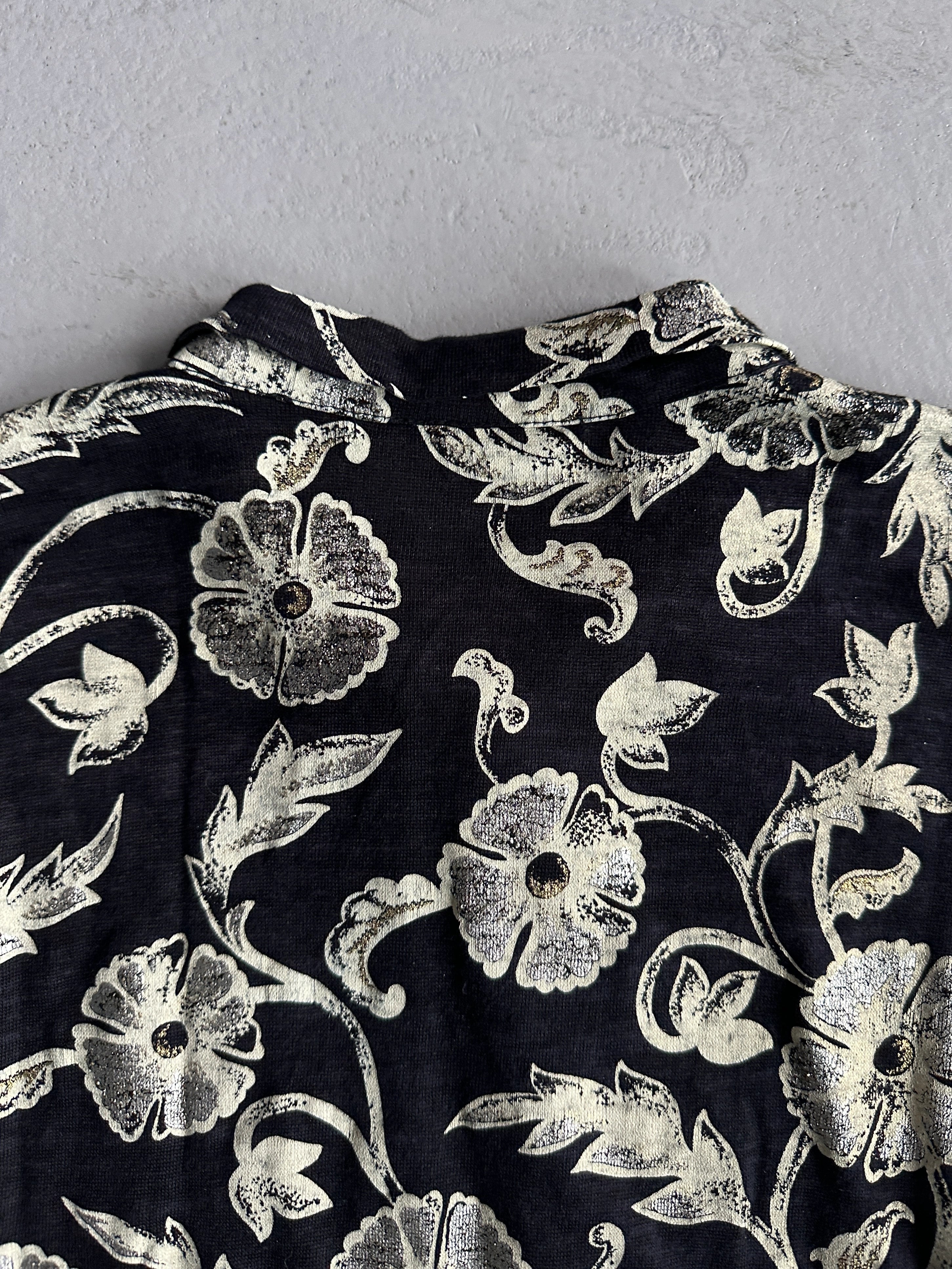 YOHJI YAMAMOTO Y's - S/S 2002 FLORAL BACK LINEN CARDIGAN