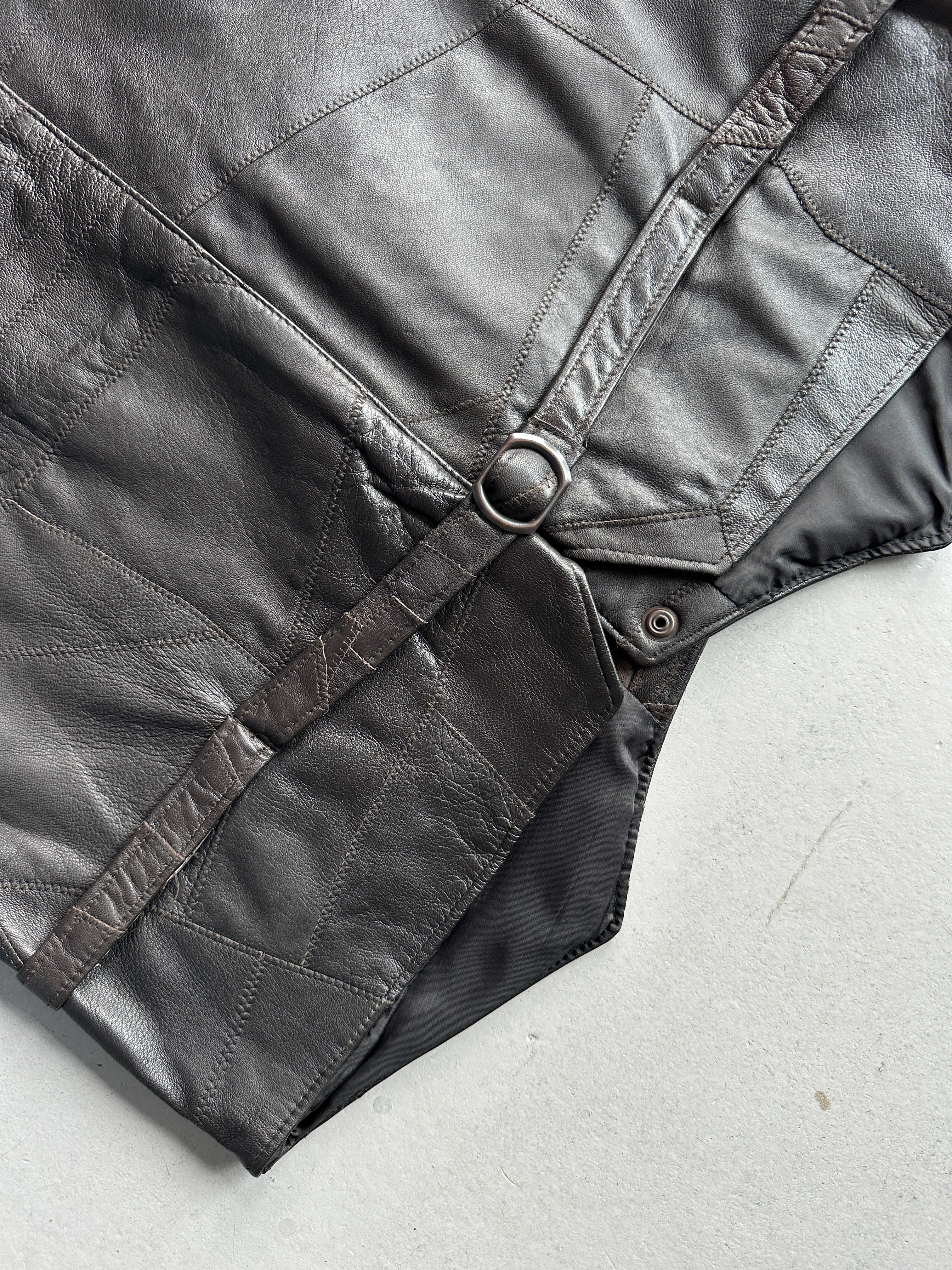 1980s STITCHED PANELING LEATHER VEST