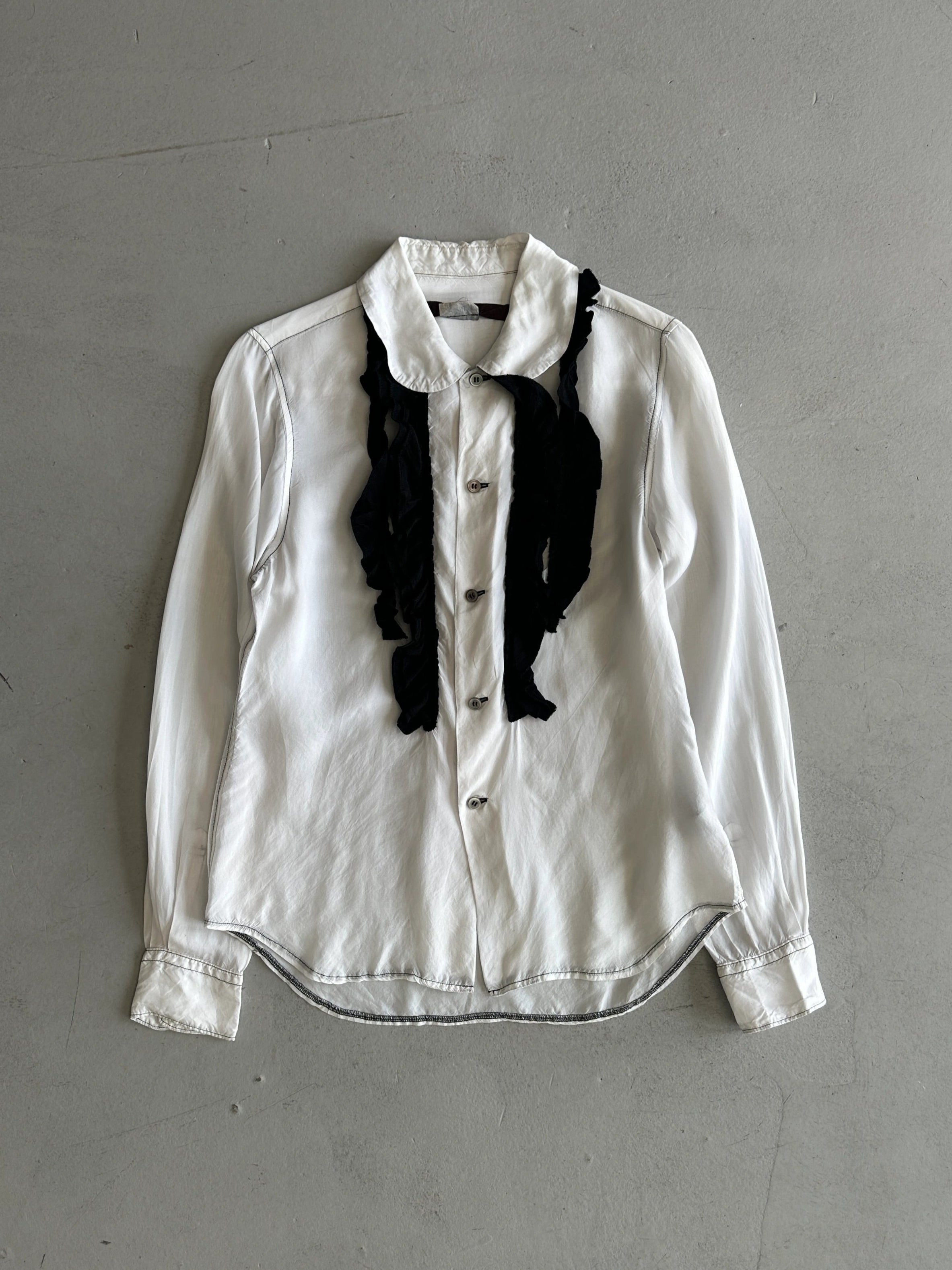 COMME DES GARÇONS - A/W 2010 RUFLLED FRONT SILKY LONG SLEEVE SHIRT