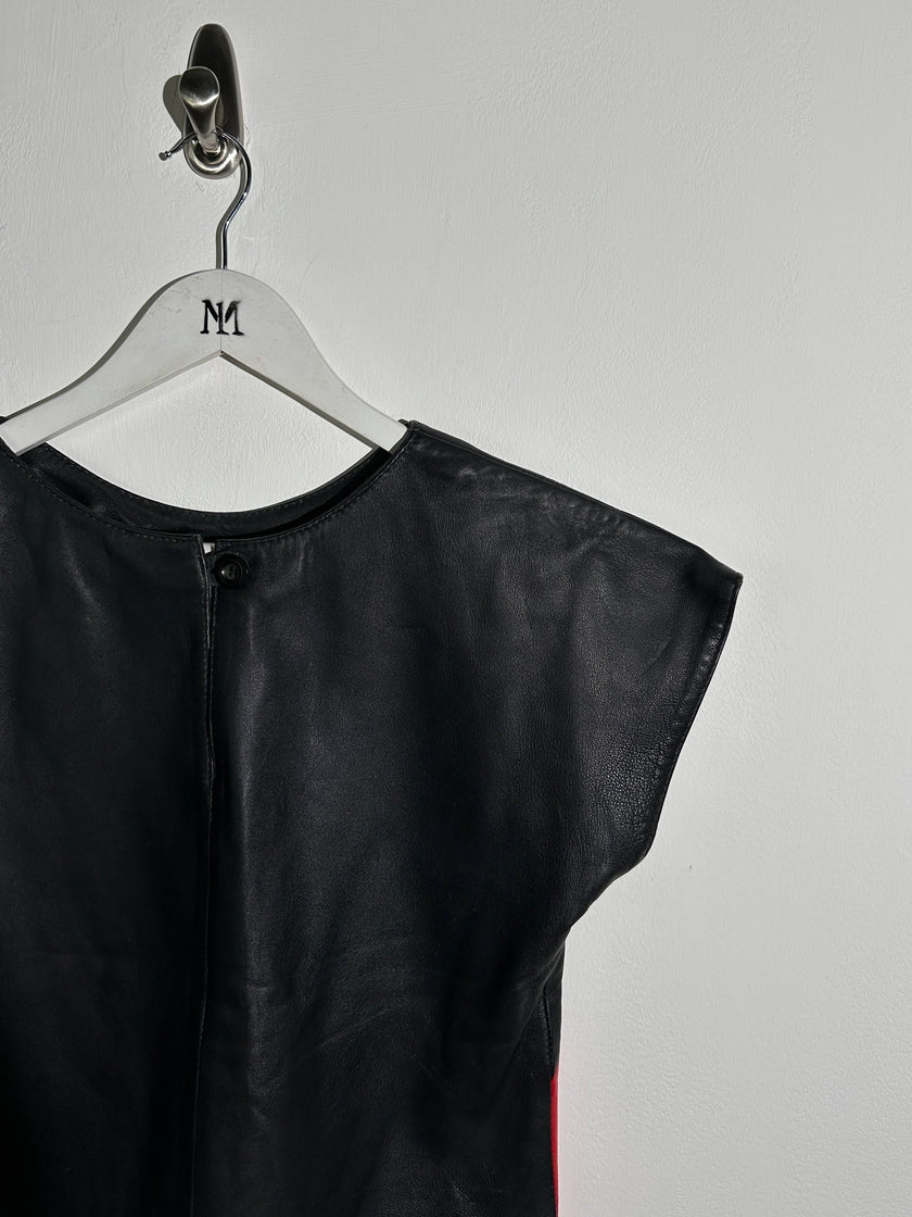 1980s LEATHER TOP WITH CONTRASTING FRONT