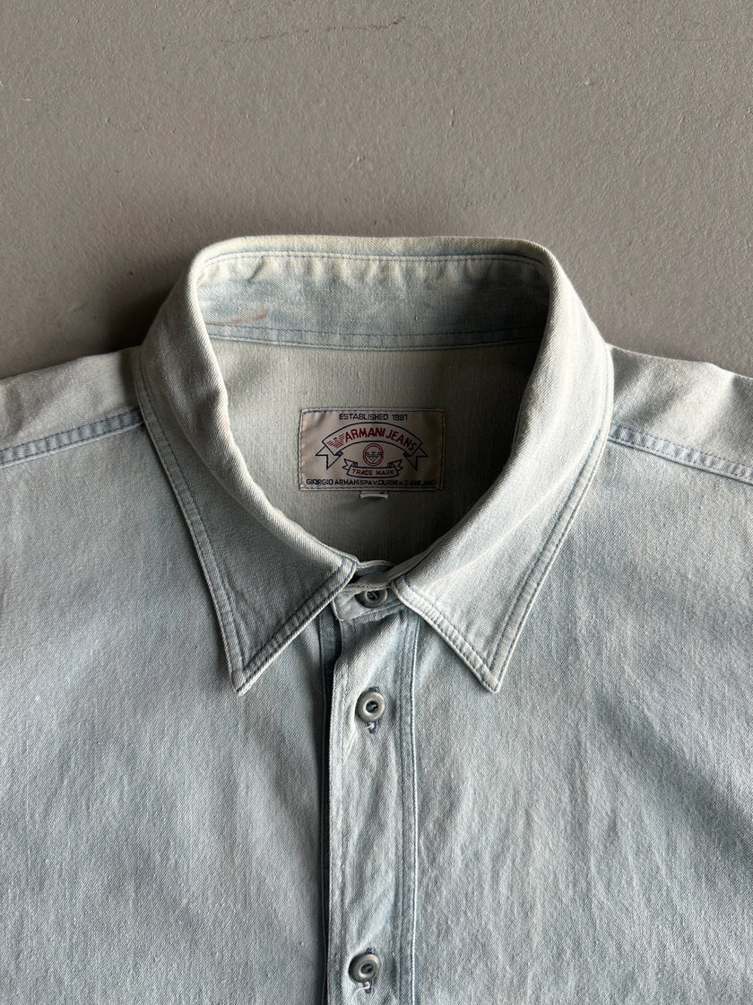 ARMANI JEANS - 1990s HALF SLEEVE DENIM SHIRT