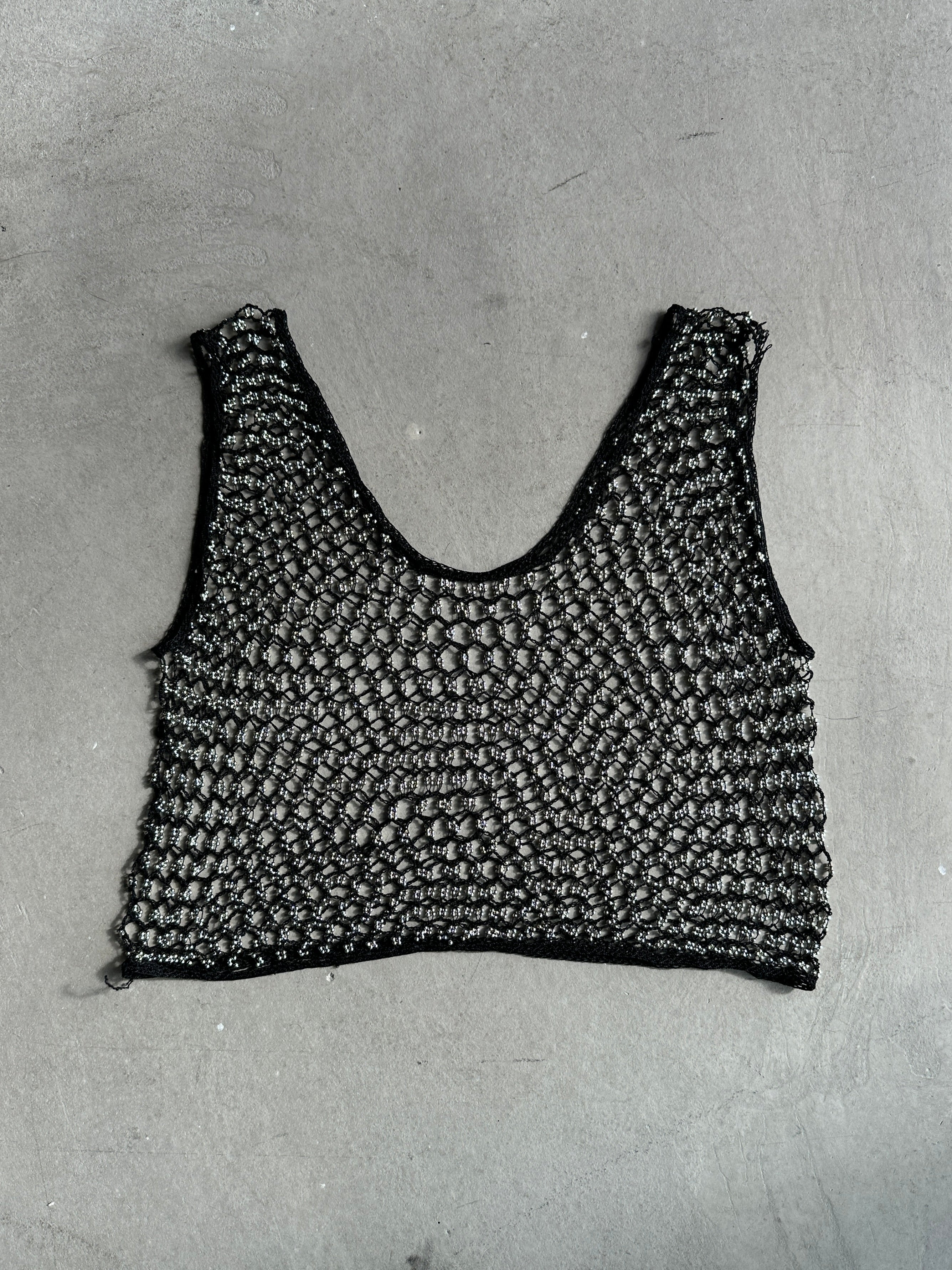 2000s RHINESTONE DETAIL SHEER MESH TANK TOP