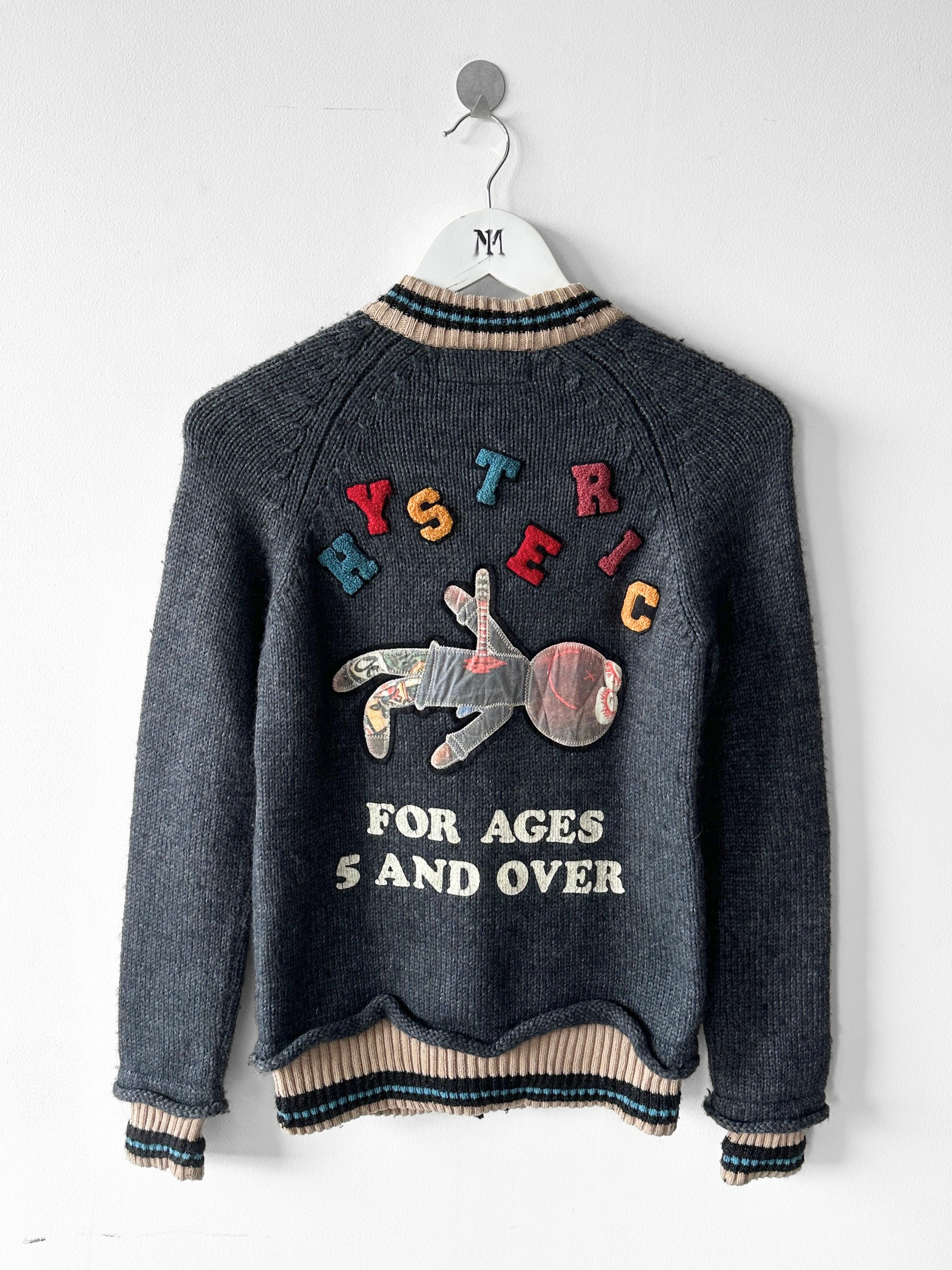 HYSTERIC GLAMOUR  - 2000s CHUNKY KNIT VARSITY CARDIGAN