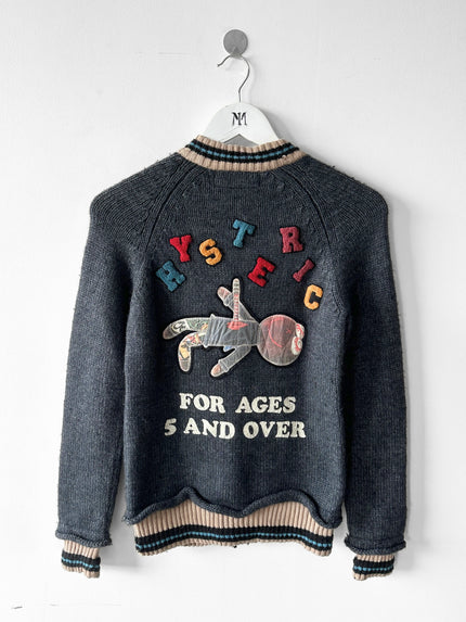 HYSTERIC GLAMOUR  - 2000s CHUNKY KNIT VARSITY CARDIGAN