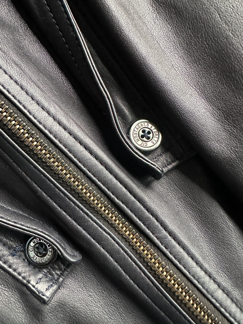 MARITHÉ + FRANÇOIS GIRBAUD X COMPAGNIE DES MONTAGNES & DES FORETS - 1980s LAYERED FRONT LEATHER JACKET