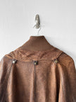 MARITHÉ & FRANÇOIS GIRBAUD X COMPAGNIE DES MONTAGNES & DES FORÊTS - 1980s DISTRESSED LEATHER BOMBER JACKET WITH HIGH RIBBED NECK