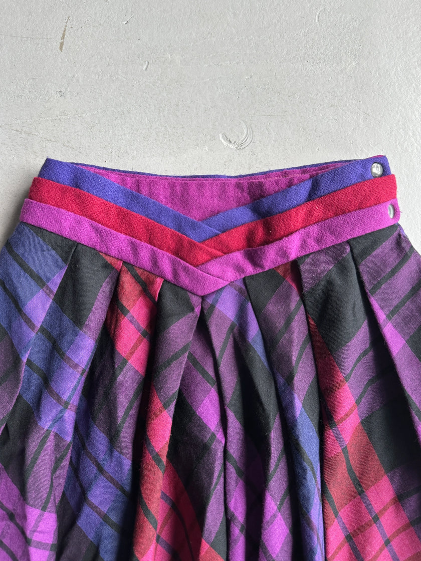 BYBLOS - 1990s CHECK PRINT PLEATED SKIRT