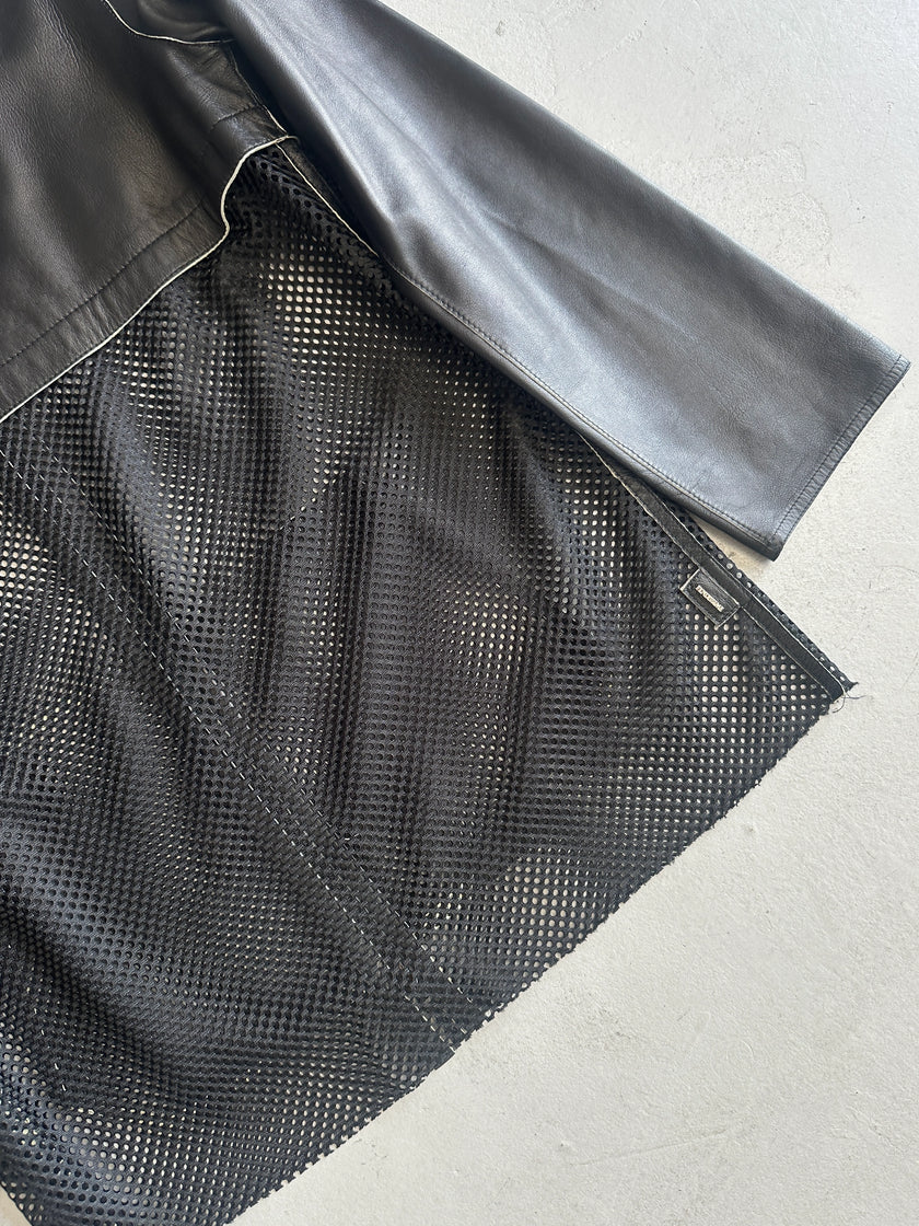 FENDISSIME - 1990s LEATHER AND MESH ZIPPED JACKET