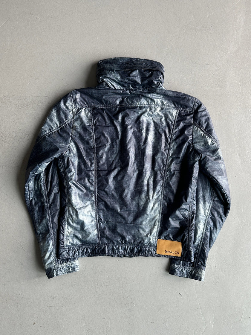 DIESEL - 2000s TROMPE L'OEIL DENIM PRINT PUFFER JACKET