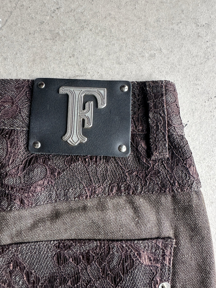 GIANFRANCO FERRÉ - 1990s SLIM FIT JEANS WITH LACE DETAILS