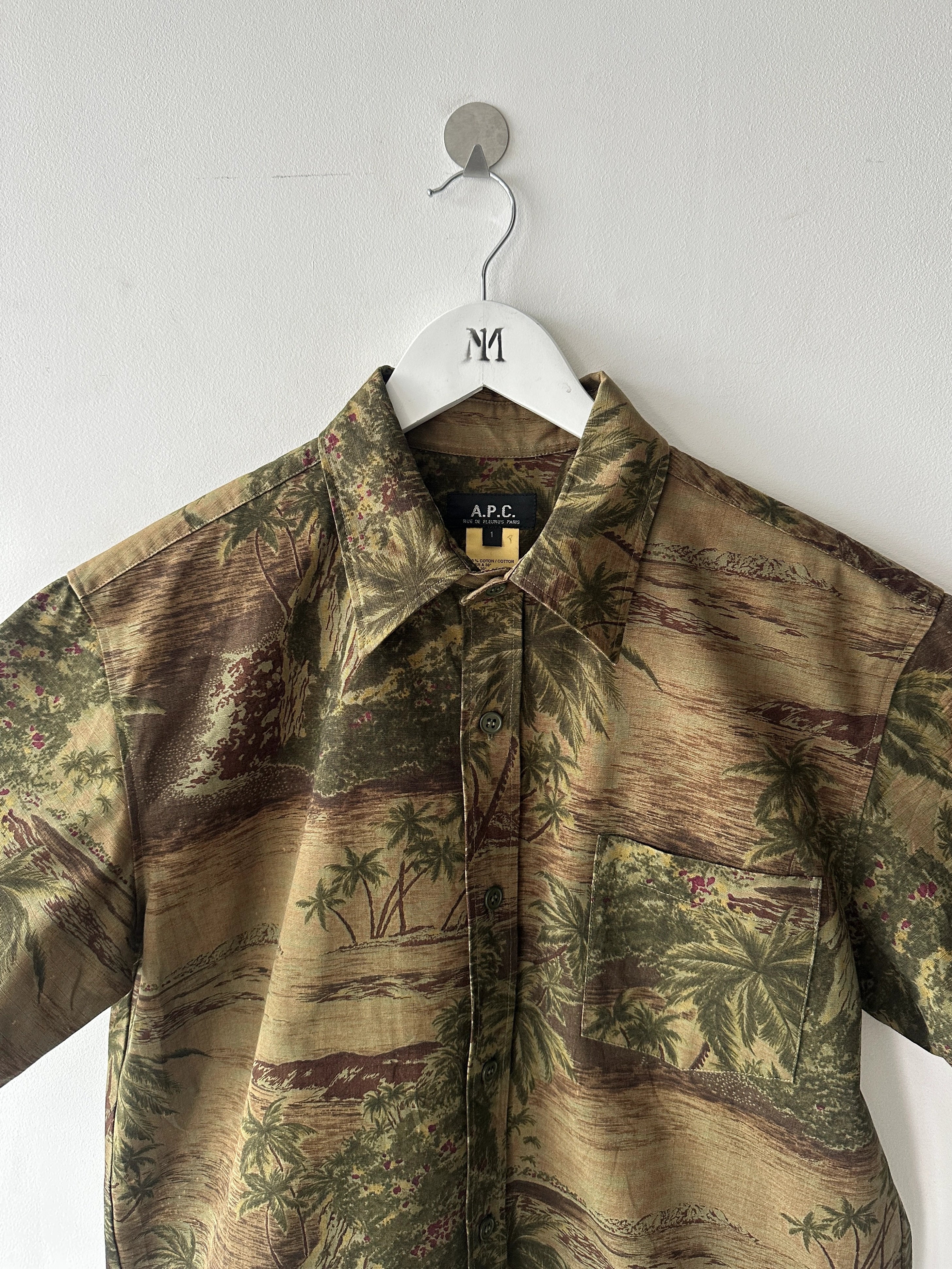 A.P.C. - S/S 2004 TROPICAL PRINT TEXTURED SHORT SLEEVE SHIRT