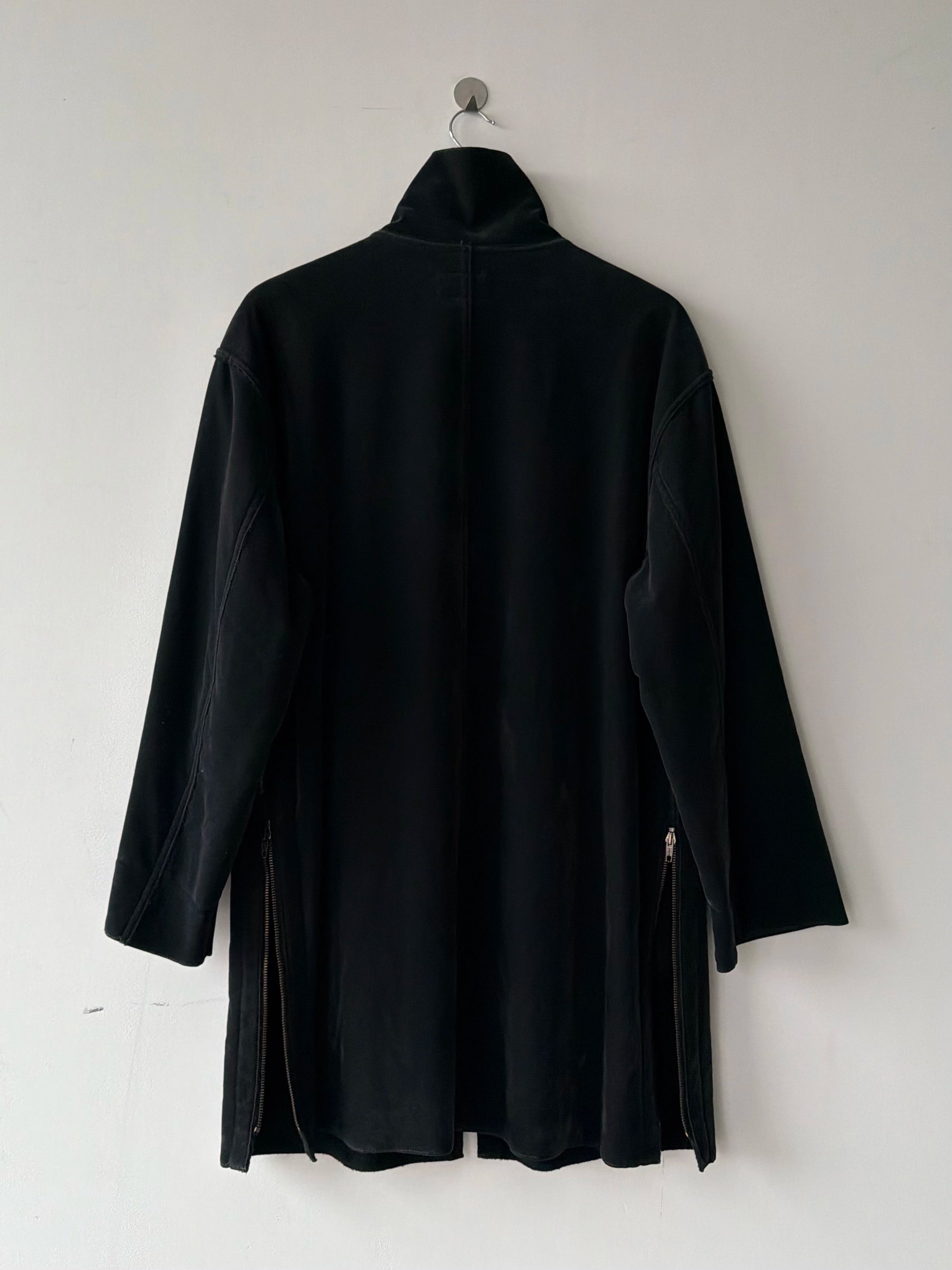 ARMANI JEANS - 1990s FUNNEL NECK ZIPPED VELVETY JACKET