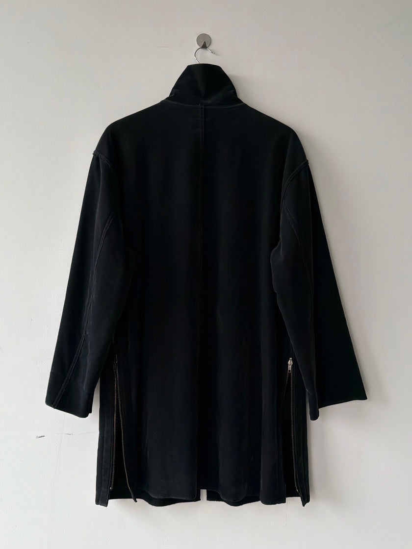 ARMANI JEANS - 1990s FUNNEL NECK ZIPPED VELVETY JACKET