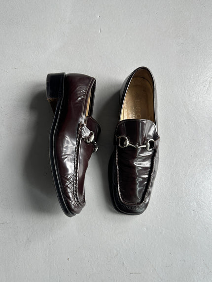 GUCCI - 1980s SQUARE TOE HORSEBIT LOAFERS