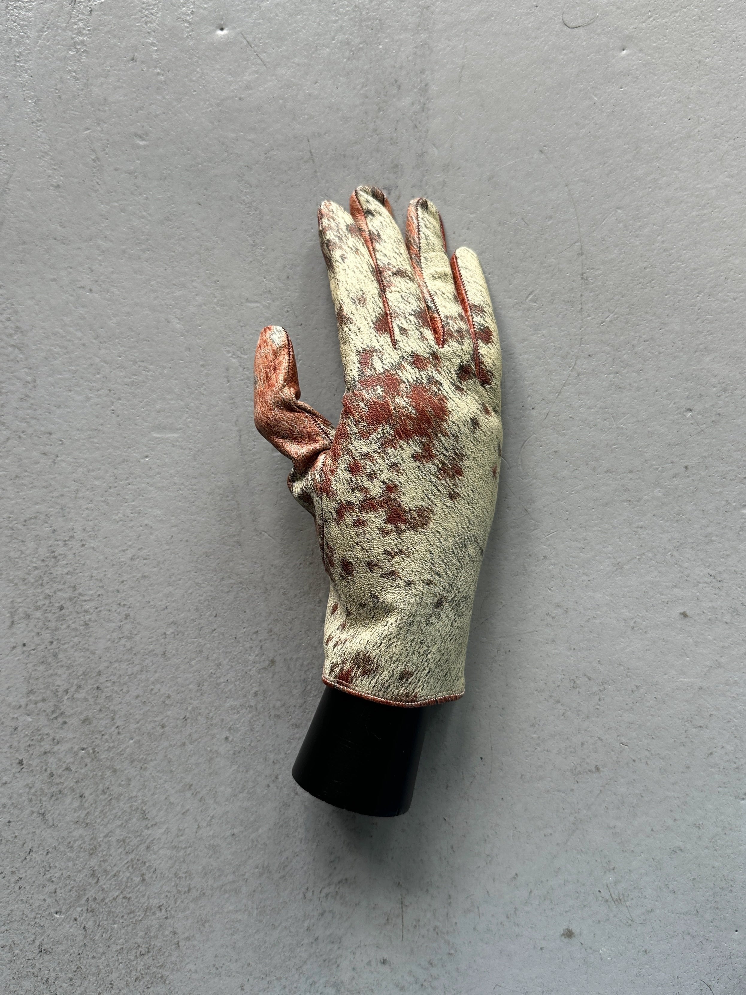ROBERTO CAVALLI - 1990s ANIMALIER LEATHER GLOVES