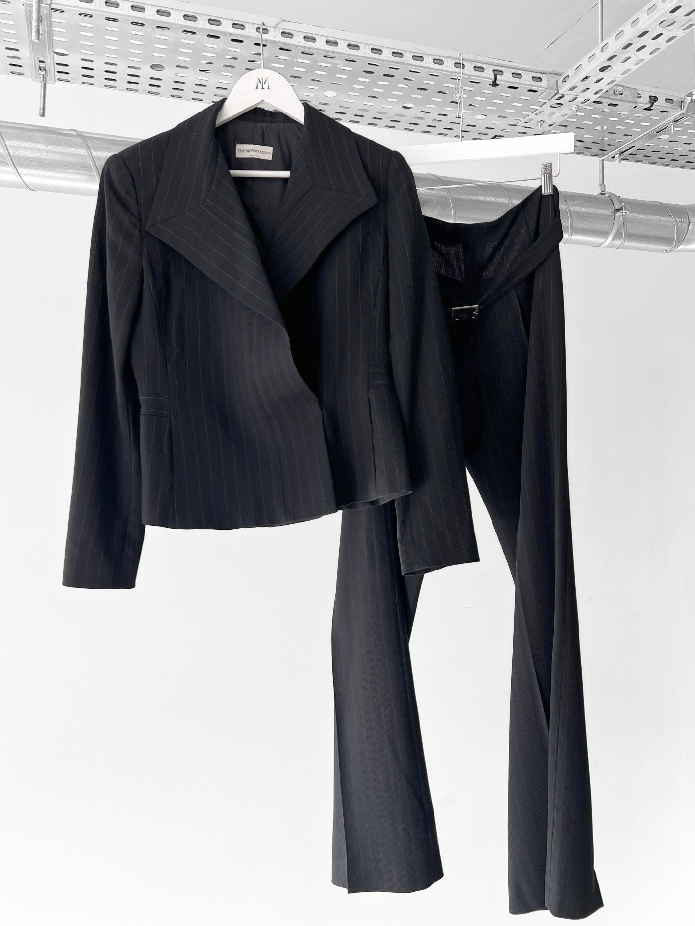 EMPORIO ARMANI - F/W 2001 PINSTRIPE SUIT WITH FLARED LEG TROUSERS