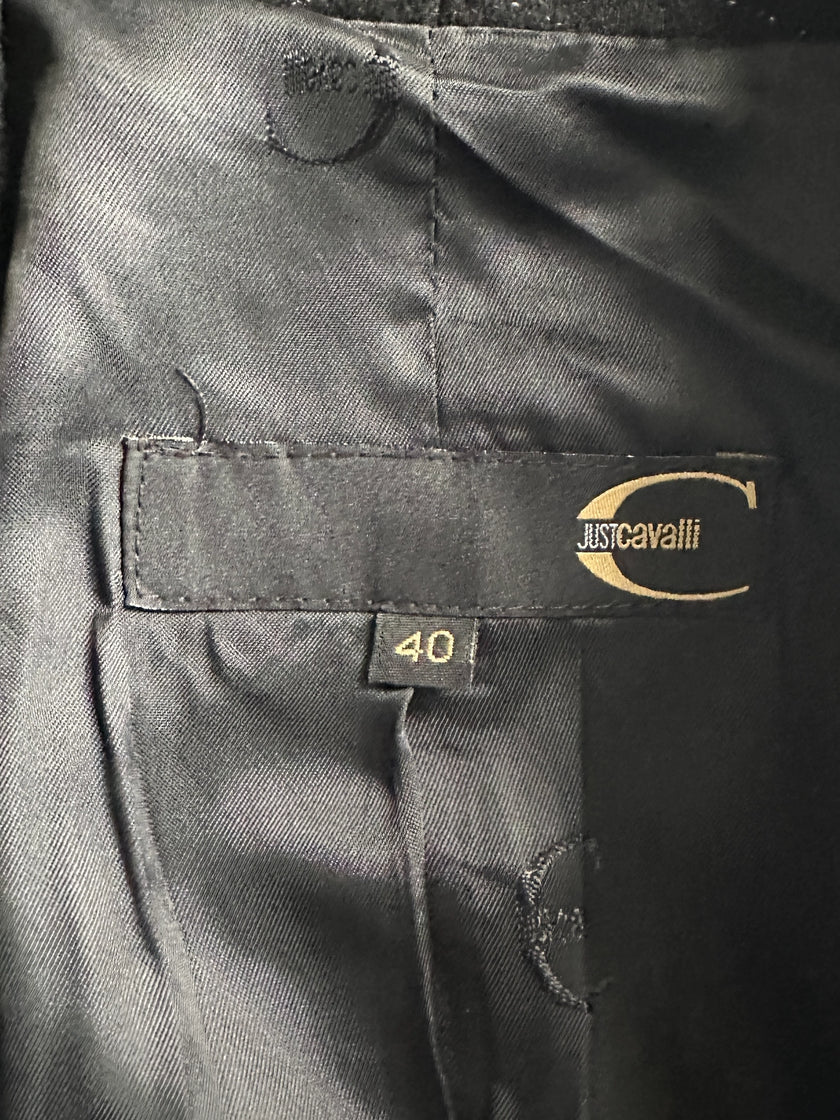 JUST CAVALLI - 1990s PINSTRIPED BLAZER WITH DENIM DETAILS