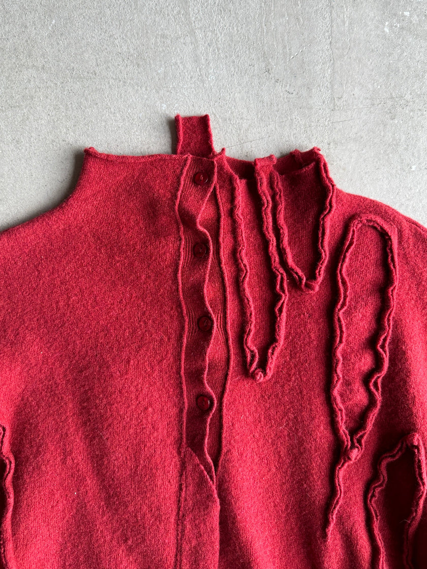 ISSEY MIYAKE - 1970S KNITTED CARDIGAN WITH ASYMMETRICAL POCKET