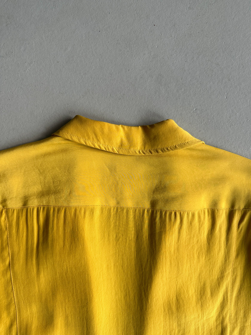 KENZO - 1980s TIE WAIST OPEN FRONT SILK BLOUSE