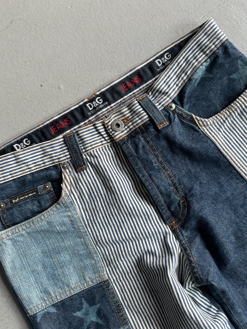 DOLCE & GABBANA - 1990s STRAIGHT FIT PATCHWORK JEANS
