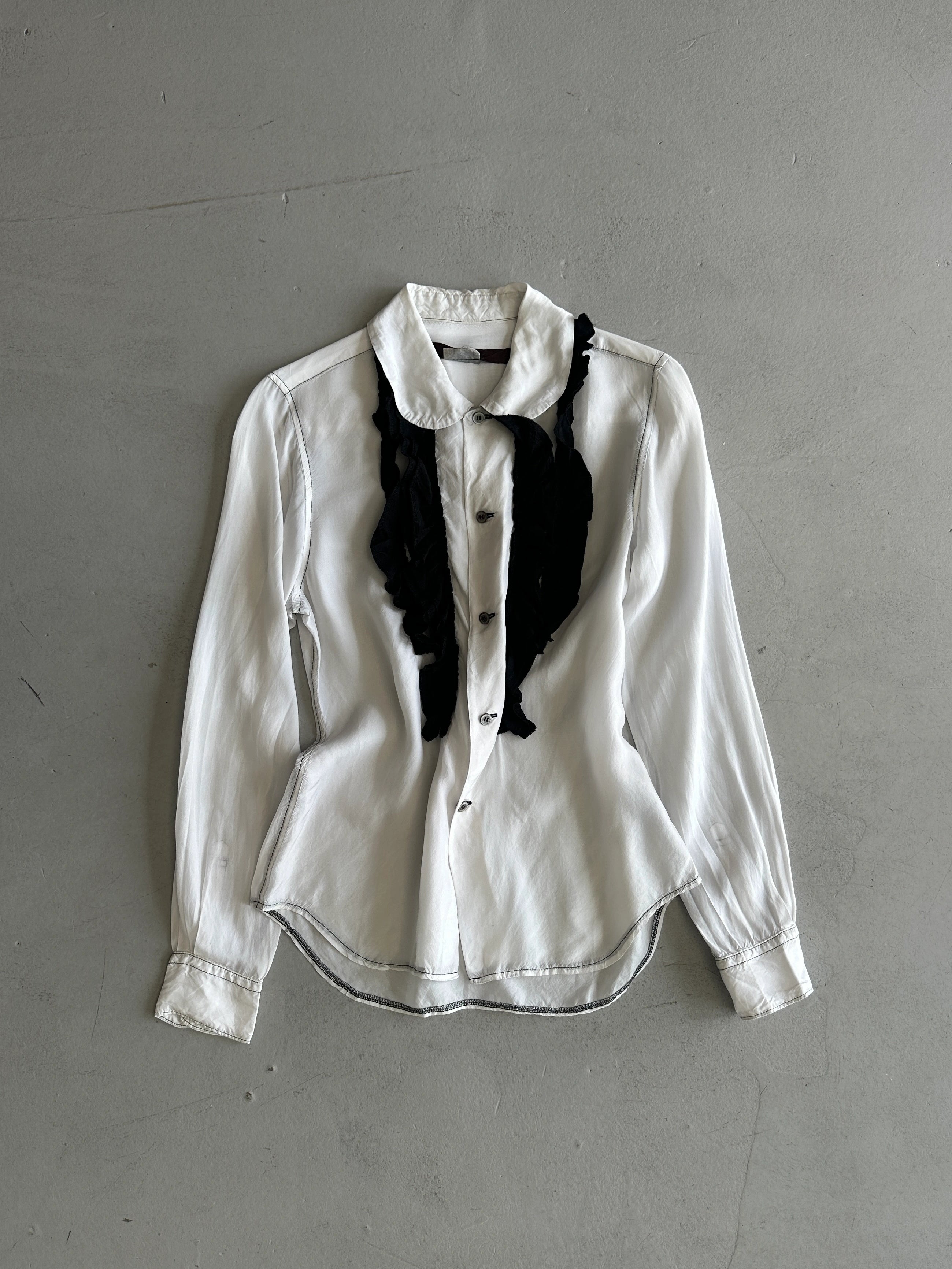 COMME DES GARÇONS - A/W 2010 RUFLLED FRONT SILKY LONG SLEEVE SHIRT