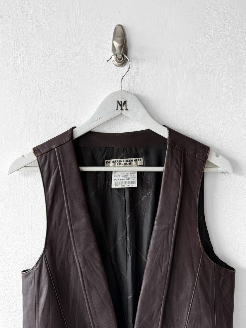 KATHARINE HAMNETT - 1990s LEATHER VEST