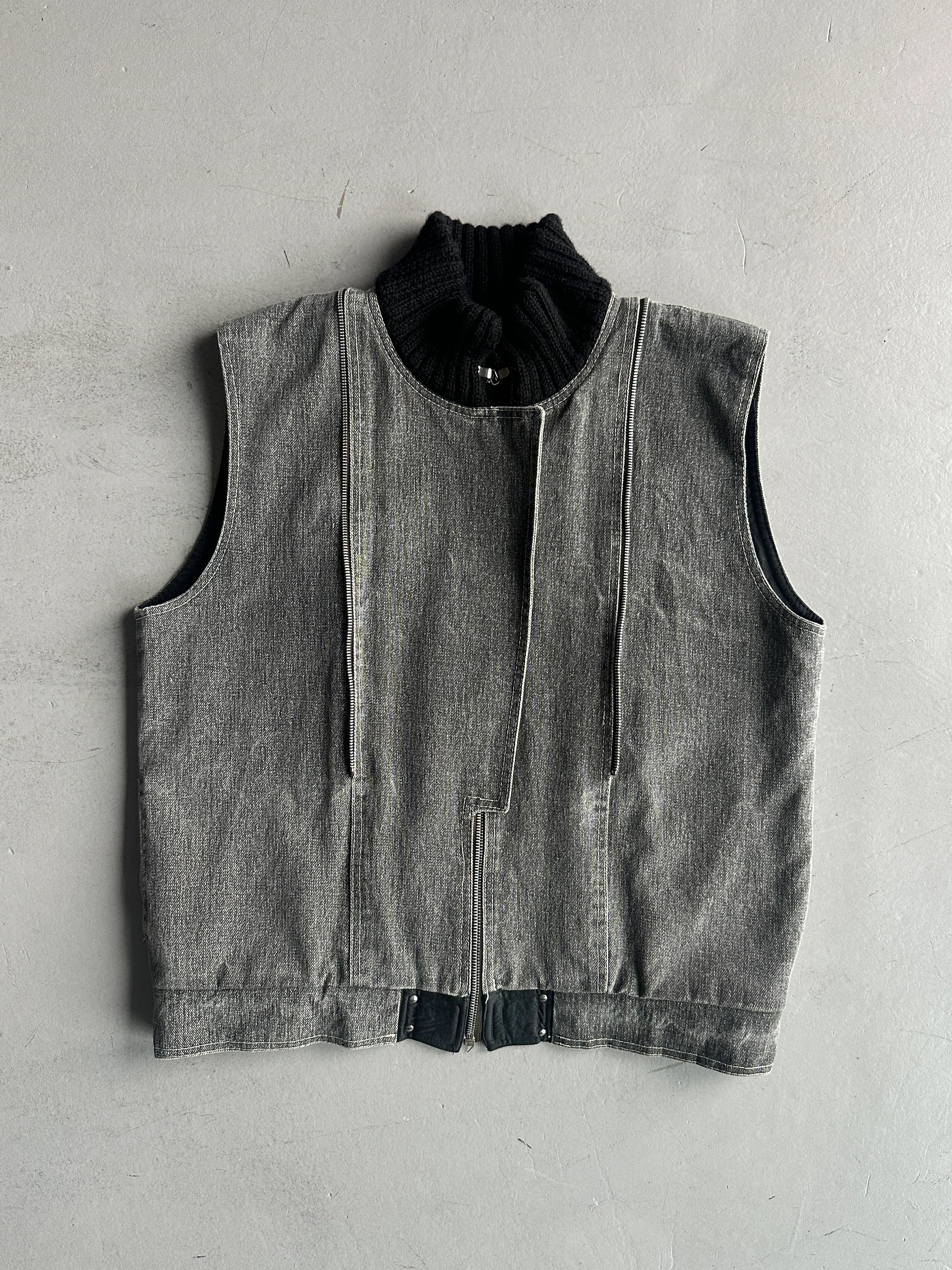 ITALIAN LABEL 1980s 2 IN 1 BOXY FIT DENIM BOMBER JACKET GILET