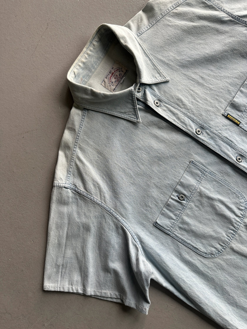 ARMANI JEANS - 1990s HALF SLEEVE DENIM SHIRT