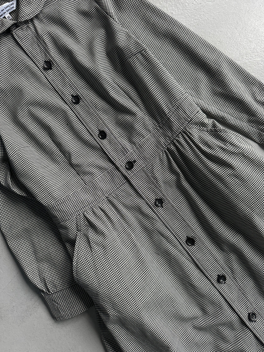 COMME DES GARÇONS - A/W 2018 BUTTONED FRONT GINGHAM CHECK COLLARED DRESS